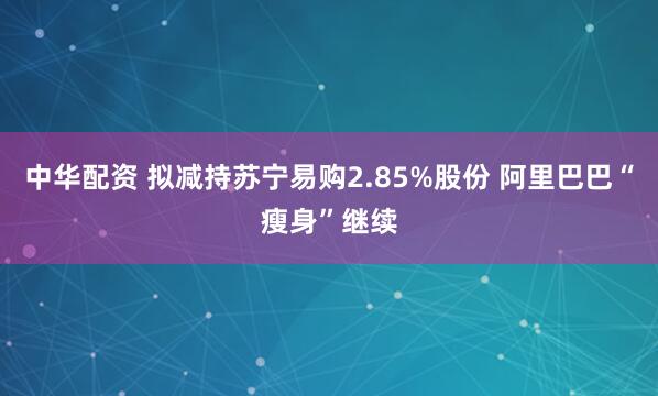 中华配资 拟减持苏宁易购2.85%股份 阿里巴巴“瘦身”继续