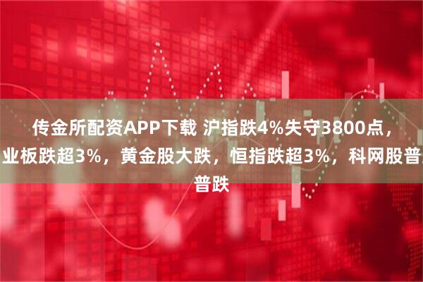 传金所配资APP下载 沪指跌4%失守3800点，创业板跌超3%，黄金股大跌，恒指跌超3%，科网股普跌